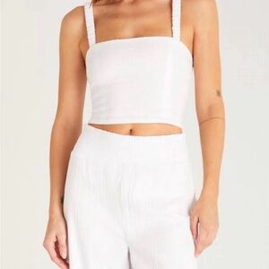 Z Supply White Ribbed Crop Top